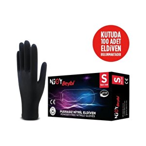 Beybi Njoy Nitril Siyah Pudrasız Eldiven 100' Lü Paket Small Siyah