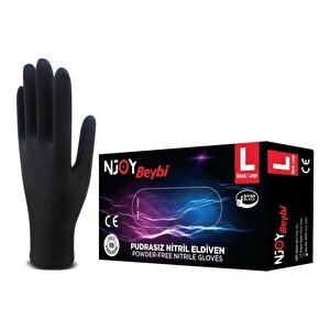 Beybi Njoy Nitril Siyah Pudrasız Eldiven 100' Lü Paket Large L