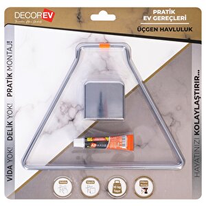 Dekoratif Yapıştırmalı Banyo- Mutfak  Metal Üçgen Havluluk Askı Krom Pratik Vidasız Montaj Dc-4778