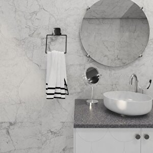 Dekoratif Yapıştırmalı Banyo- Mutfak Metal Kare Havluluk Askı Siyah Vidasız Pratik Montaj Dc-5060