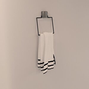 Dekoratif Yapıştırmalı Banyo- Mutfak Metal Kare Havluluk Askı Siyah Vidasız Pratik Montaj Dc-5060
