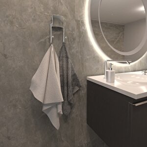 Decorev Lüks Dekoratif Yapıştırmalı Banyo Mutfak Metal Iki Kancalı Askı Krom Pratik Vidasız Montaj Dc-4772