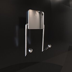 Decorev Lüks Dekoratif Yapıştırmalı Banyo Mutfak Metal Iki Kancalı Askı Krom Pratik Vidasız Montaj Dc-4772