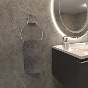 Dekoratif Yapıştırmalı Banyo Mutfak Metal Yuvarlak Havluluk Askı Krom Pratik Vidasız Montaj Dc 4779