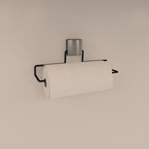 Siyah Rulo Havlu Askı Modern Banyo Aksesuarı Güçlü Yapışkanlı Siyah Askı Kapaksız Dc-5057