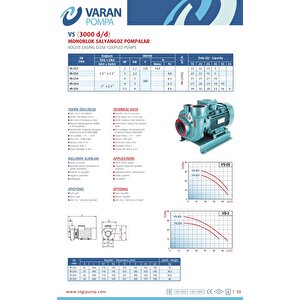 Varan Vs 254 Monoblok Salyangoz Santrifüj Pompa 4 Hp / 3 Kw, Trifaze 380 V, 31 Mss, 45 M3/h