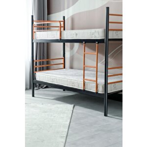 Einstein Metal Ranza + 2 Adet Bambo Yatak – 90x190 Cm | Tek Kişilik Yataklı Ayrılabilir Metal Ranza