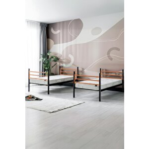 Einstein Metal Ranza + 2 Adet Bambo Yatak – 90x190 Cm | Tek Kişilik Yataklı Ayrılabilir Metal Ranza