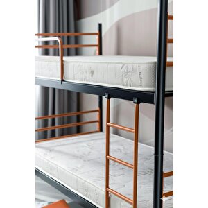 Einstein Metal Ranza + 2 Adet Bambo Yatak – 90x190 Cm | Tek Kişilik Yataklı Ayrılabilir Metal Ranza