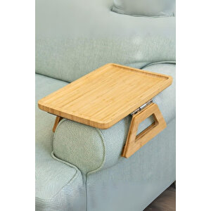 Bambu Kolçak Tepsisi – 33×24 Cm | Katlanabilir Koltuk Tepsisi, Doğal Ahşap Kolçak Organizer