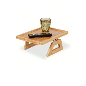 Bambu Kolçak Tepsisi – 33×24 Cm | Katlanabilir Koltuk Tepsisi, Doğal Ahşap Kolçak Organizer