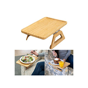 Bambu Kolçak Tepsisi – 33×24 Cm | Katlanabilir Koltuk Tepsisi, Doğal Ahşap Kolçak Organizer
