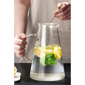 Isıya Dayanıklı Borosilikat Cam Sürahi 1800ml Metal Süzgeçli Kapaklı, Şeffaf, Hafif Ve Dayanıklı