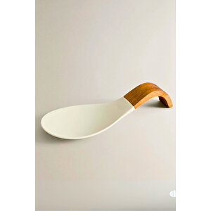 Ahşap Kaşık Tutucu 22 × 10 × 3,9 cm | Akasya + Dayanıklı Silikon, Mutfak Organizer Kaşıklık