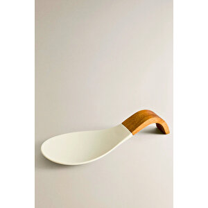 Ahşap Kaşık Tutucu 22 × 10 × 3,9 cm | Akasya + Dayanıklı Silikon, Mutfak Organizer Kaşıklık