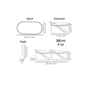 Bambu Kapak Ve Standlı Cam Baharatlık Takımı 2'li Şık Ve Dekoratif Baharat Seti (280 Ml X 2)