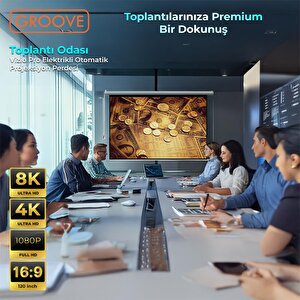 Groove Vizio Pro 120¨ Inch Blackout Işık Geçirmez Elektrikli Otomatik Kumandalı Projeksiyon Perdesi 265x150cm +motorlu+canlı Renkl