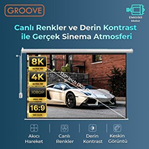 Groove Vizio Pro 120¨ Inch Blackout Işık Geçirmez Elektrikli Otomatik Kumandalı Projeksiyon Perdesi 265x150cm +motorlu+canlı Renkl