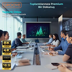 Groove Vizio Pro 150¨ Inch Blackout Işık Geçirmez Elektrikli Otomatik Kumandalı Projeksiyon Perdesi 332x188cm +motorlu+canlı Renkl