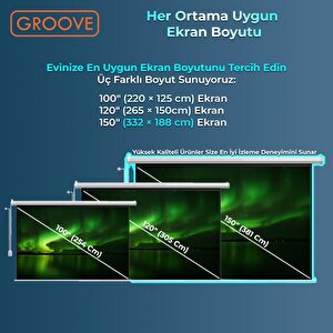 Groove Vizio Pro 150¨ Inch Blackout Işık Geçirmez Elektrikli Otomatik Kumandalı Projeksiyon Perdesi 332x188cm +motorlu+canlı Renkl