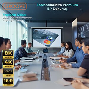 Groove Vizio Pro 200x200cm Blackout Işık Geçirmez Elektrikli Otomatik Kumandalı Projeksiyon Perdesi +motorlu+canlı Renkler+göz Kor