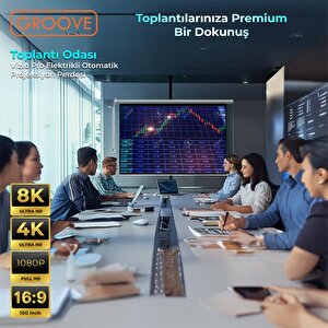 Groove Vizio Pro 100¨ Inch Blackout Işık Geçirmez Elektrikli Otomatik Kumandalı Projeksiyon Perdesi 220x125cm +motorlu+canlı Renkl