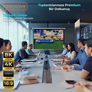 Groove Vizio Pro 200x180cm Blackout Işık Geçirmez Elektrikli Otomatik Kumandalı Projeksiyon Perdesi +motorlu+canlı Renkler+göz Kor