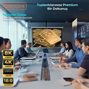 Groove Vizio Pro 240x200cm Blackout Işık Geçirmez Elektrikli Otomatik Kumandalı Projeksiyon Perdesi +motorlu+canlı Renkler+göz Kor