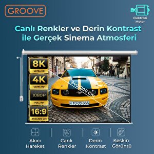 Groove Vizio Pro 240x200cm Blackout Işık Geçirmez Elektrikli Otomatik Kumandalı Projeksiyon Perdesi +motorlu+canlı Renkler+göz Kor