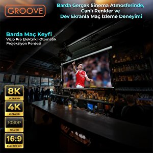 Groove Vizio Pro 240x200cm Blackout Işık Geçirmez Elektrikli Otomatik Kumandalı Projeksiyon Perdesi +motorlu+canlı Renkler+göz Kor
