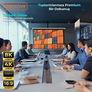 Groove Vizio Pro 180x180cm Blackout Işık Geçirmez Elektrikli Otomatik Kumandalı Projeksiyon Perdesi +motorlu+canlı Renkler+göz Kor