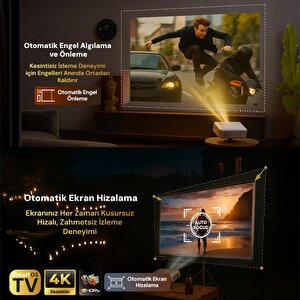 Vankyo Aurzen D1 Smart Tv 4k Destekli Projeksiyon Cihazı +hdr10+auto Focus+auto Keystone+6g Wifi+6.1bt+dolby Ses Sistemi - Ps5/ps4