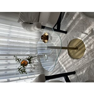 Wi̇cci̇ Dekoratif Beyaz Cam Gold Zigon Yan Sehpa