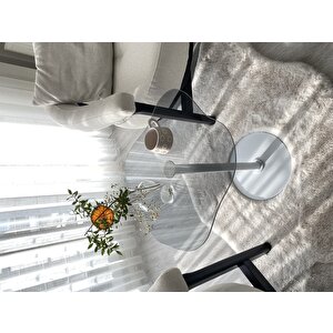 Wi̇cci̇ Dekoratif Füme Cam Beyaz Zigon Yan Sehpa