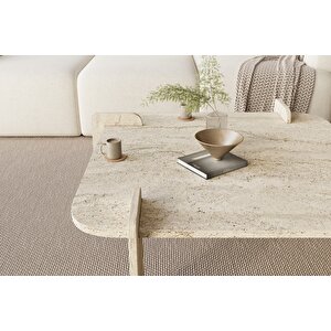 Afrolli Dekoratif Traverten Mermer Desen Orta Sehpa