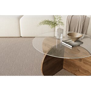 Wibes Ceviz Desen Cam Orta Sehpa