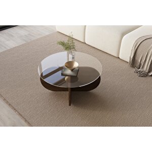 Wibes Ceviz Desen Cam Orta Sehpa