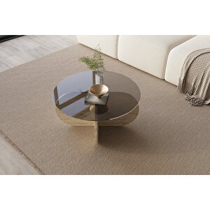 Wibes Traverten Mermer Desen Cam Orta Sehpa