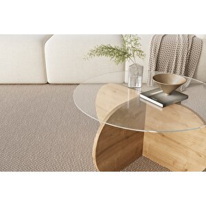 Wibes Siyah Desen Cam Orta Sehpa / Şeffaf Cam