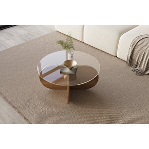 Wibes Siyah Desen Cam Orta Sehpa / Şeffaf Cam