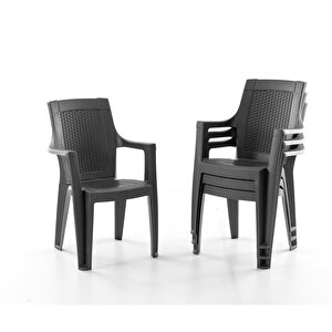 Efes 6 Kişilik Rattan Masa Sandalye Takımı Siyah