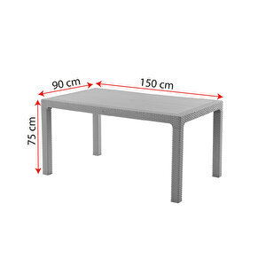 Efes 6 Kişilik Rattan Masa Sandalye Takımı Siyah