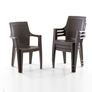 Efes 4'lü Rattan Sandalye Kahve