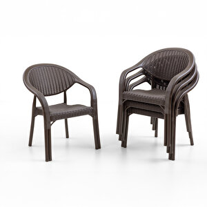 Bamboo 4'lü Rattan Sandalye Kahve