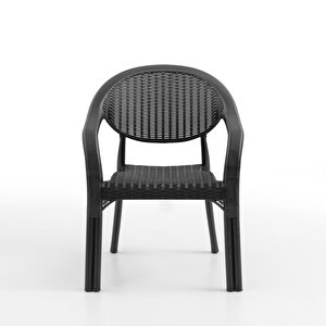 Bamboo 2'li Rattan Sandalye Siyah