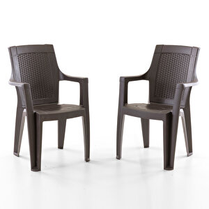 Efes 2'li Rattan Sandalye Kahve