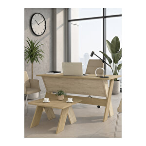 Sora Ofis Masası Çalışma Masası Rota - Traverten