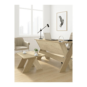 Sora Ofis Masası Çalışma Masası Rota - Traverten