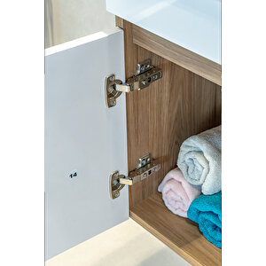 Star Banyo Dolabı Seti ( 60 Cm Egzotik Meşe & Parlak Beyaz Aynalı Lavabolu Mdf )