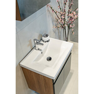Star Banyo Dolabı Seti ( 60 Cm Egzotik Meşe & Koyu Gri Aynalı Lavabolu Mdf )